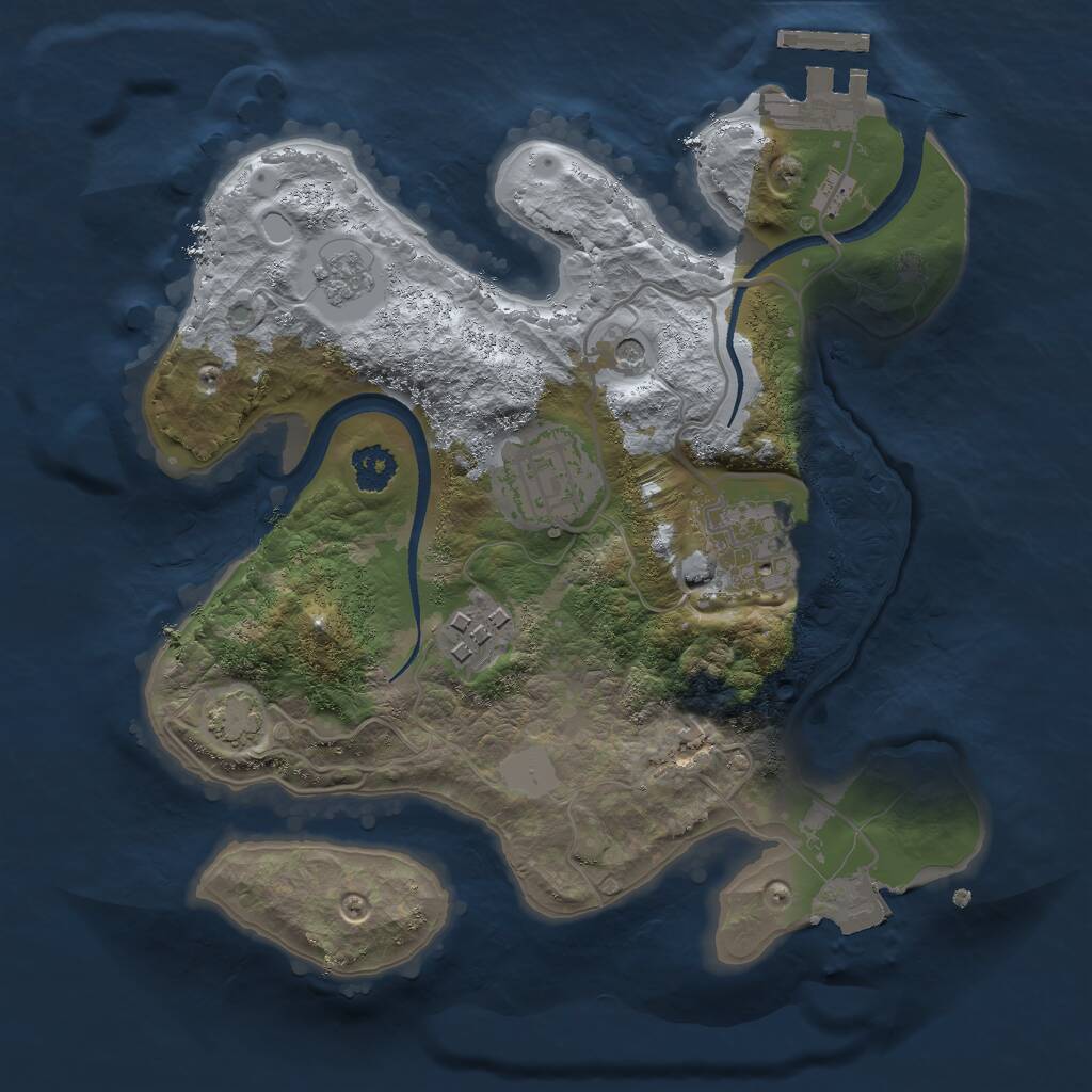 Rust Map: Procedural Map, Size: 2400, Seed: 90917, 8 Monuments