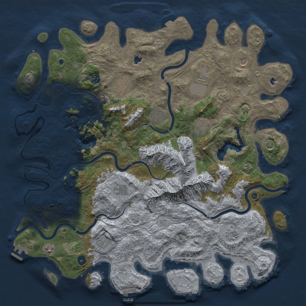 Rust Map: Procedural Map, Size: 5000, Seed: 78495521, 17 Monuments