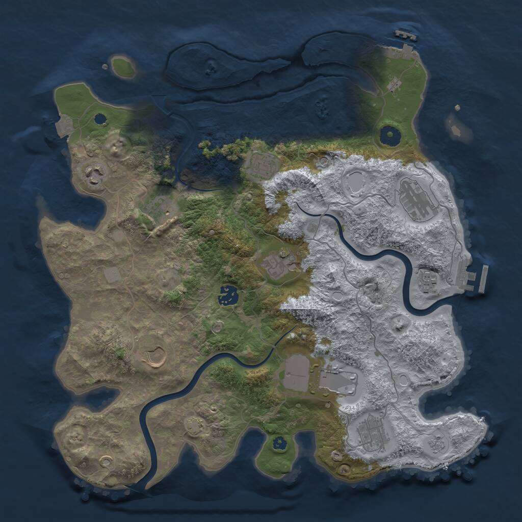 Rust Map: Procedural Map, Size: 3750, Seed: 987789, 16 Monuments