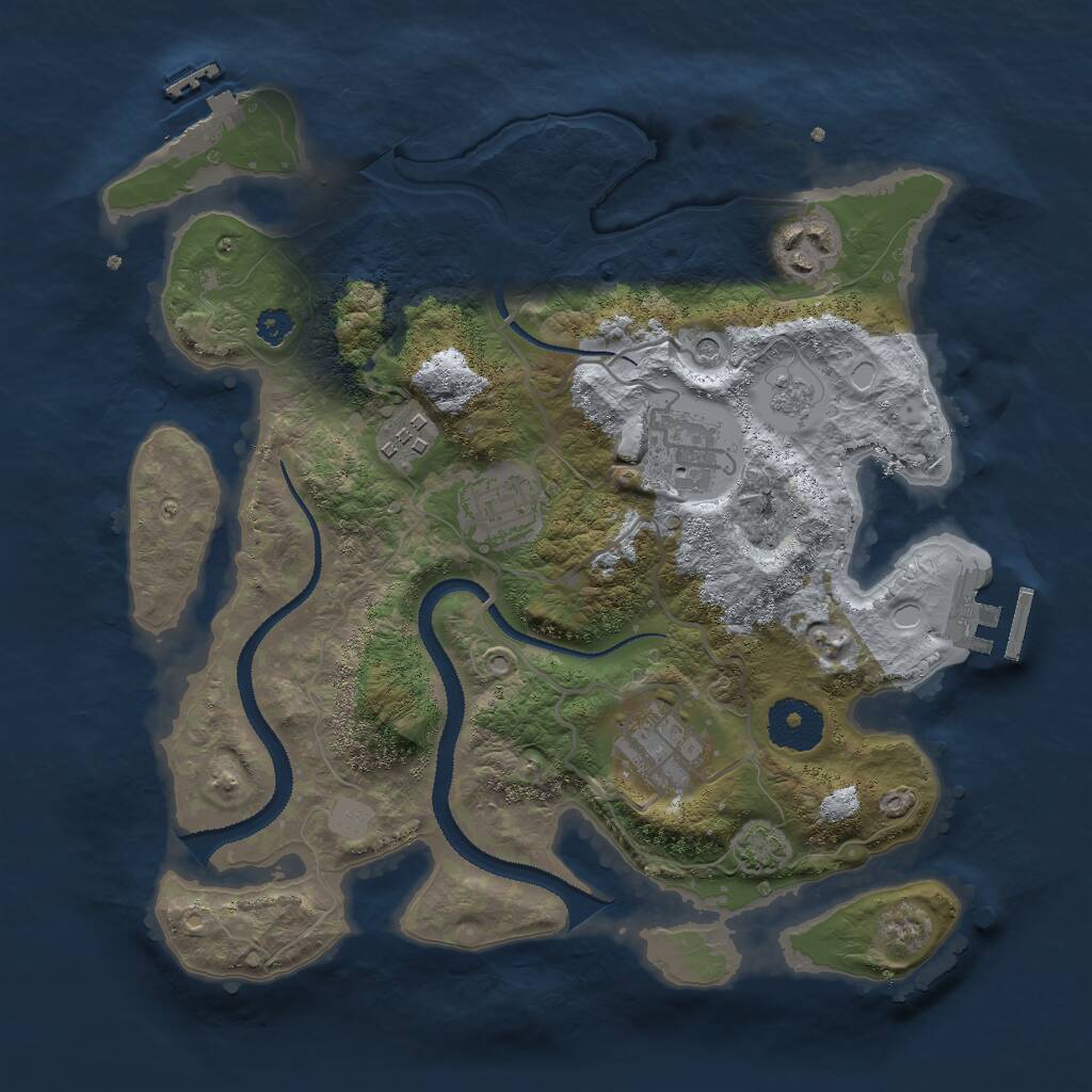 Rust Map: Procedural Map, Size: 3000, Seed: 42954, 11 Monuments