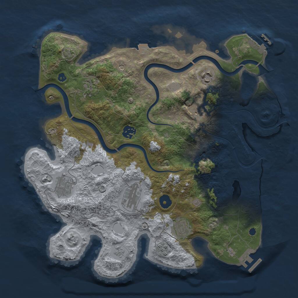 Rust Map: Procedural Map, Size: 3480, Seed: 518466124, 14 Monuments