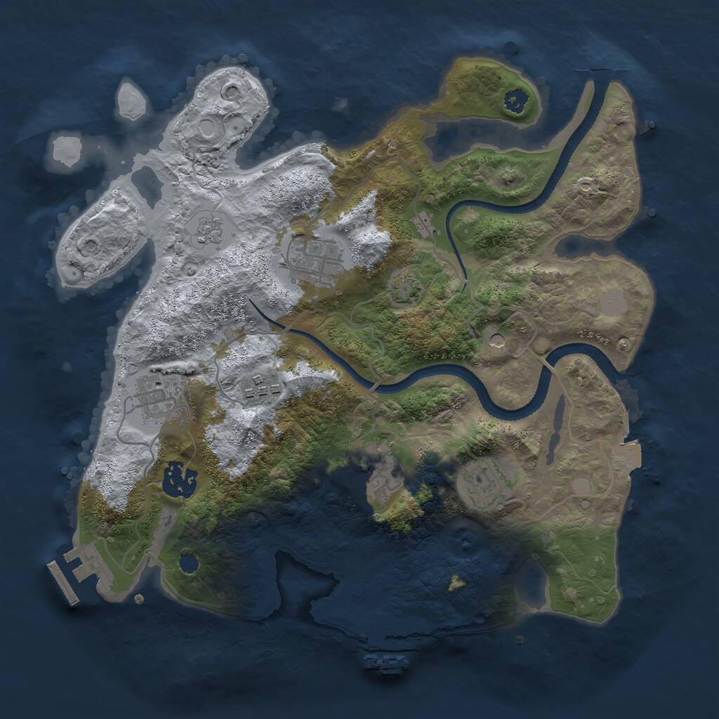 Rust Map: Procedural Map, Size: 3000, Seed: 790304461, 12 Monuments