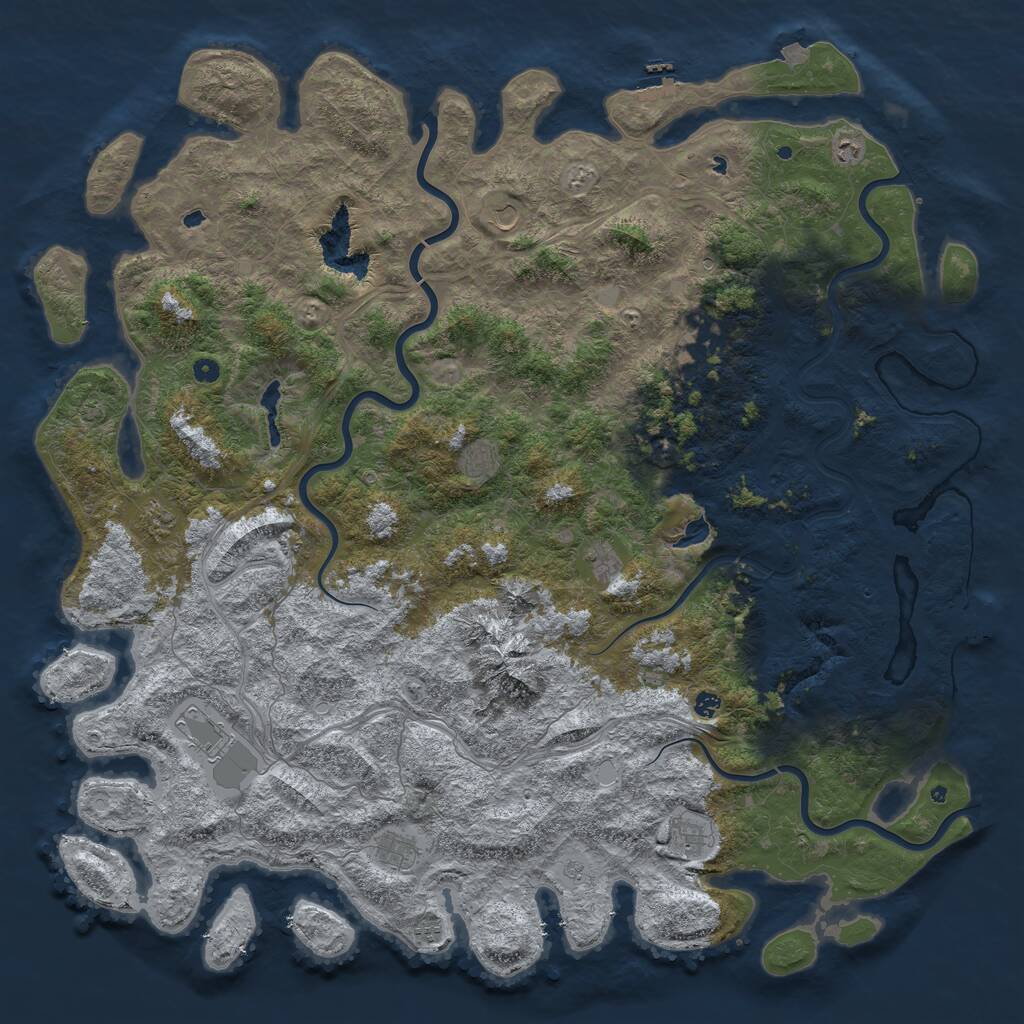Rust Map: Procedural Map, Size: 6000, Seed: 1986505753, 17 Monuments