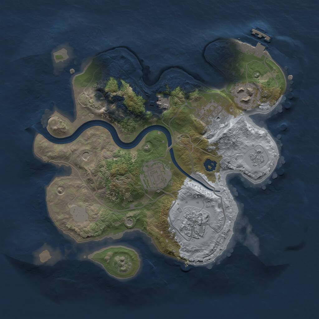 Rust Map: Procedural Map, Size: 2500, Seed: 1912165190, 10 Monuments
