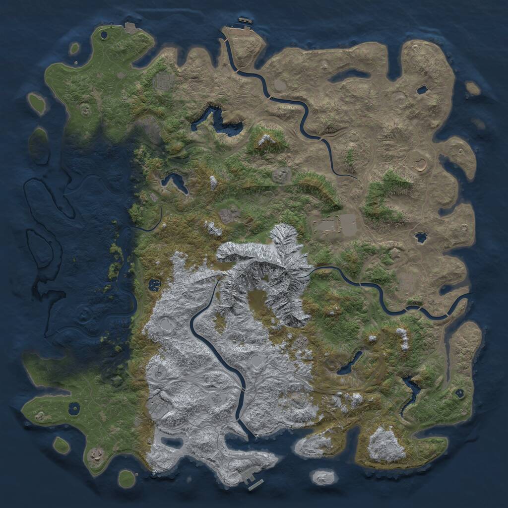 Rust Map: Procedural Map, Size: 6000, Seed: 569782, 17 Monuments