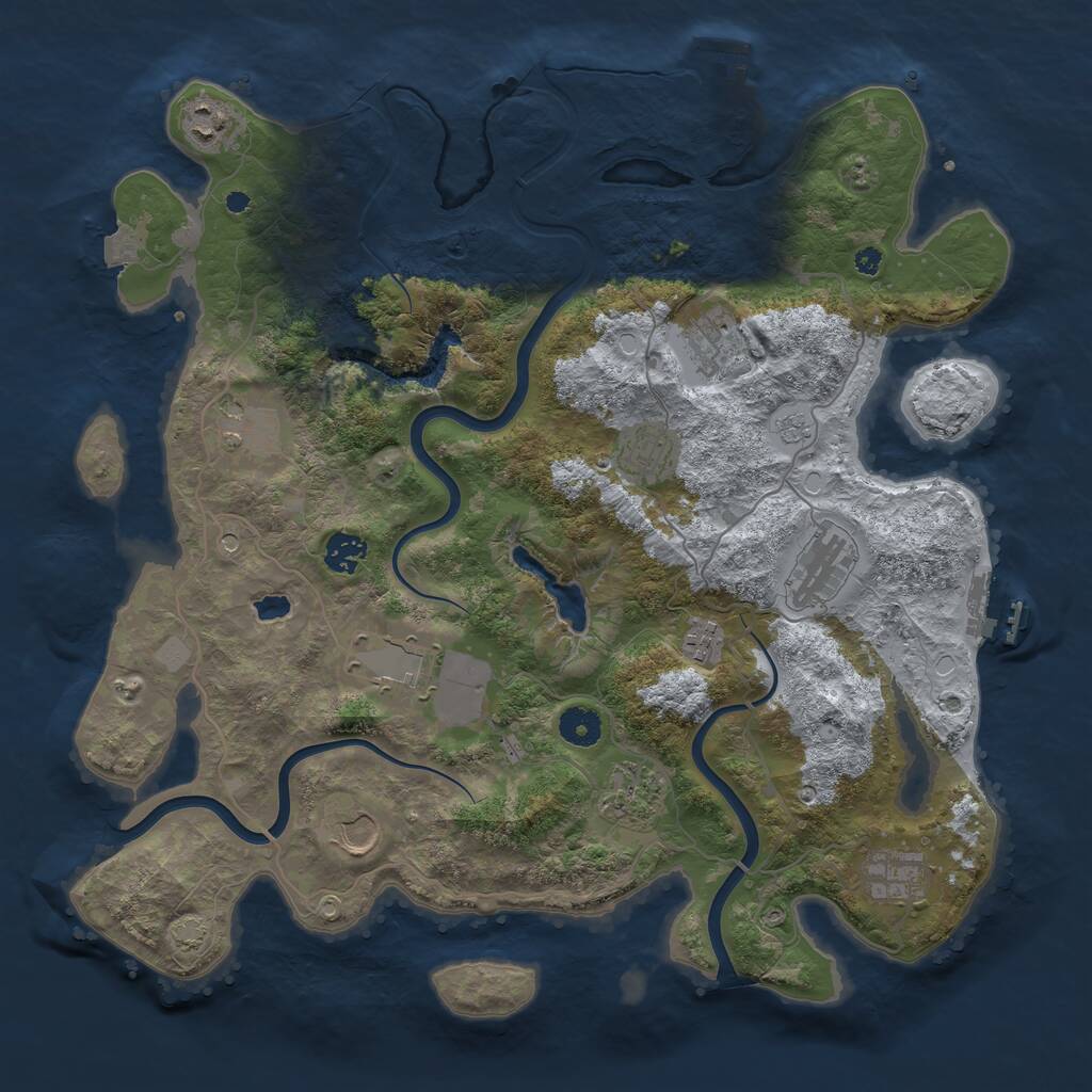 Rust Map: Procedural Map, Size: 4000, Seed: 991, 17 Monuments