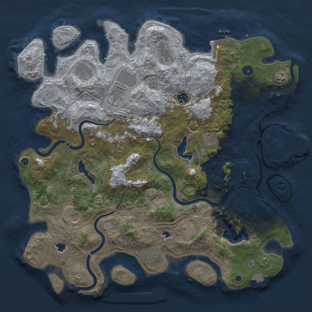 Rust Map: Procedural Map, Size: 4500, Seed: 558809557, 17 Monuments