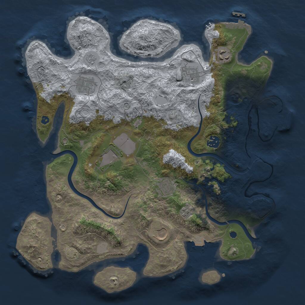 Rust Map: Procedural Map, Size: 3650, Seed: 998165, 14 Monuments