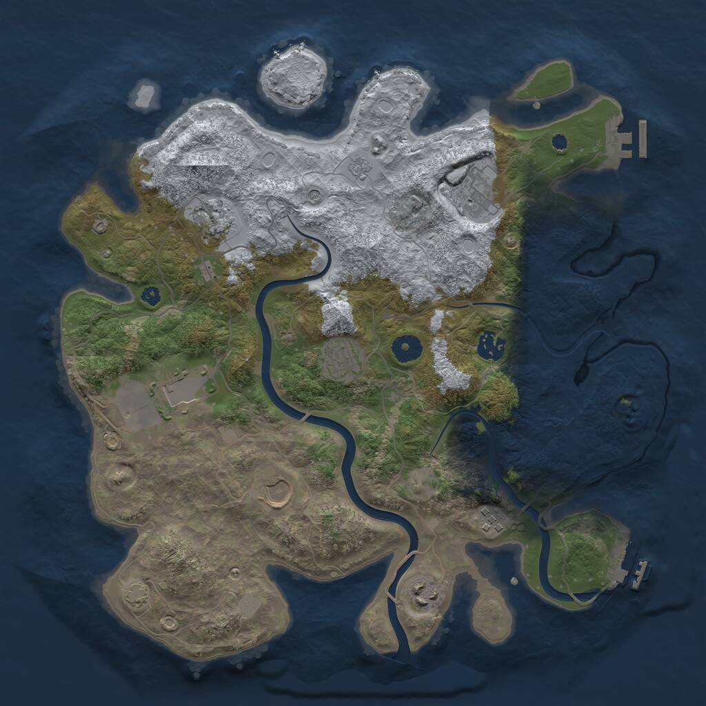 Rust Map: Procedural Map, Size: 3720, Seed: 821558003, 14 Monuments