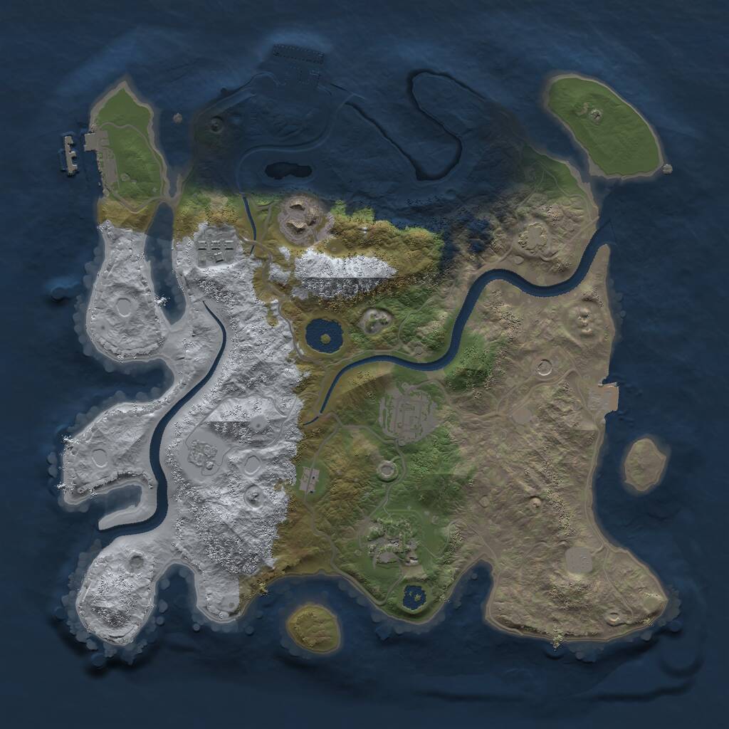 Rust Map: Procedural Map, Size: 3000, Seed: 12285, 10 Monuments