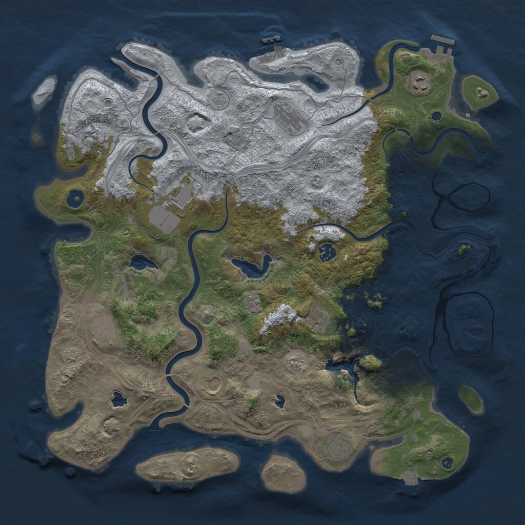 Rust Map: Procedural Map, Size: 4500, Seed: 400769947, 16 Monuments