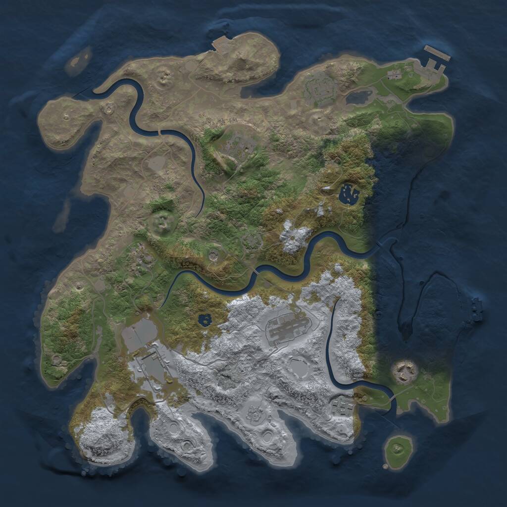 Rust Map: Procedural Map, Size: 3700, Seed: 475366, 14 Monuments