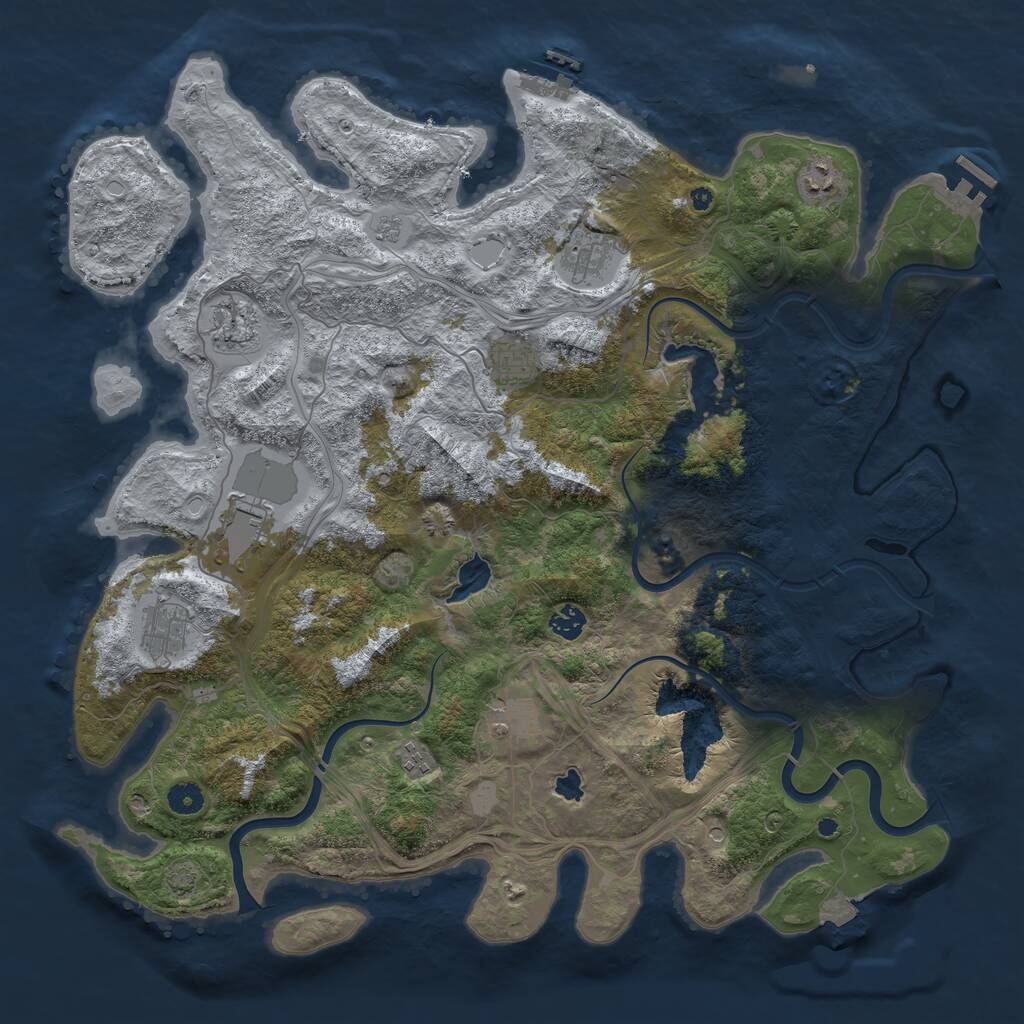 Rust Map: Procedural Map, Size: 4500, Seed: 222583354, 15 Monuments