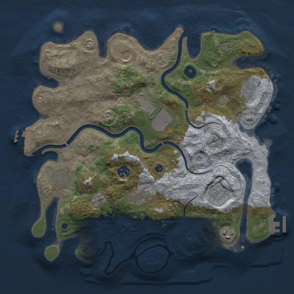 Rust Map: Procedural Map, Size: 3650, Seed: 5700, 14 Monuments