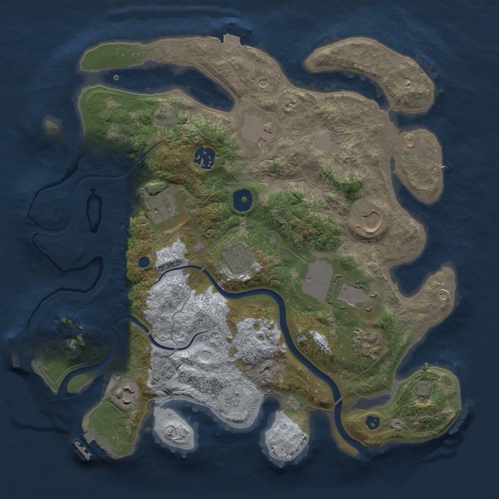 Rust Map: Procedural Map, Size: 3500, Seed: 543625, 15 Monuments