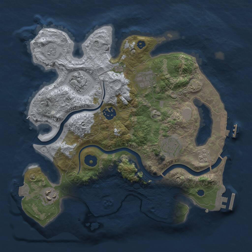 Rust Map: Procedural Map, Size: 3000, Seed: 1157316862, 12 Monuments