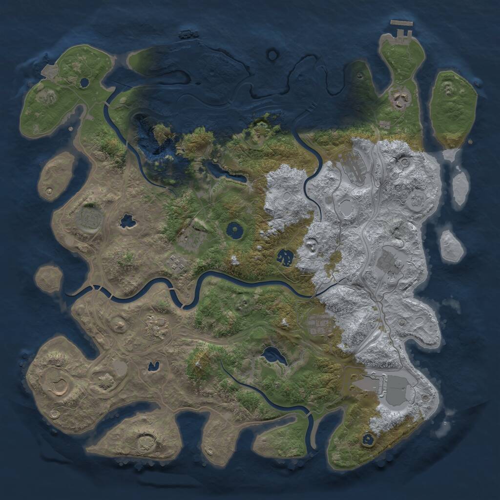 Rust Map: Procedural Map, Size: 4500, Seed: 865621416, 17 Monuments