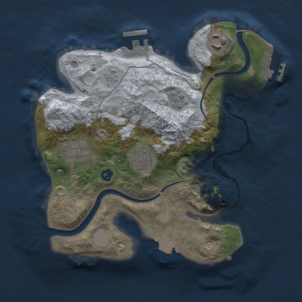 Rust Map: Procedural Map, Size: 2500, Seed: 48124795, 9 Monuments