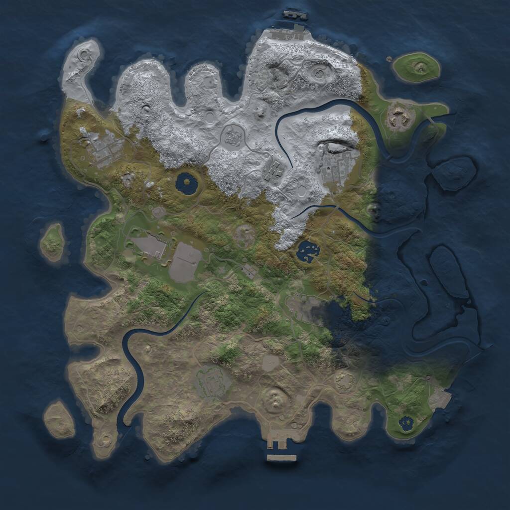 Rust Map: Procedural Map, Size: 3500, Seed: 862297857, 14 Monuments