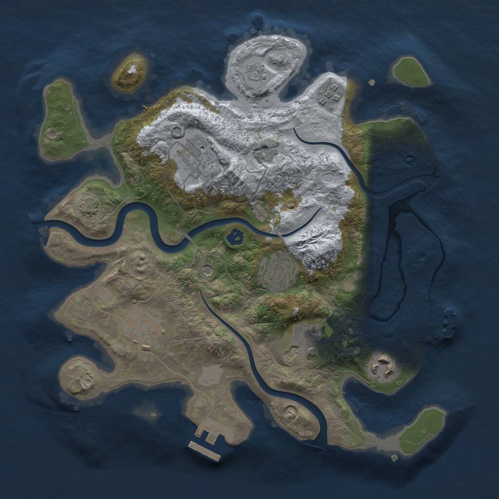Rust Map: Procedural Map, Size: 3000, Seed: 19956, 12 Monuments