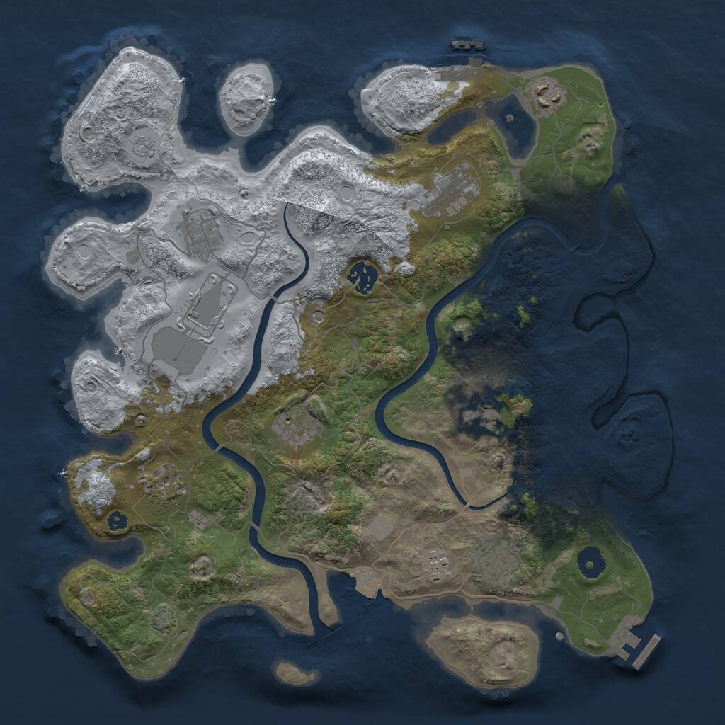Rust Map: Procedural Map, Size: 3700, Seed: 1948387927, 16 Monuments