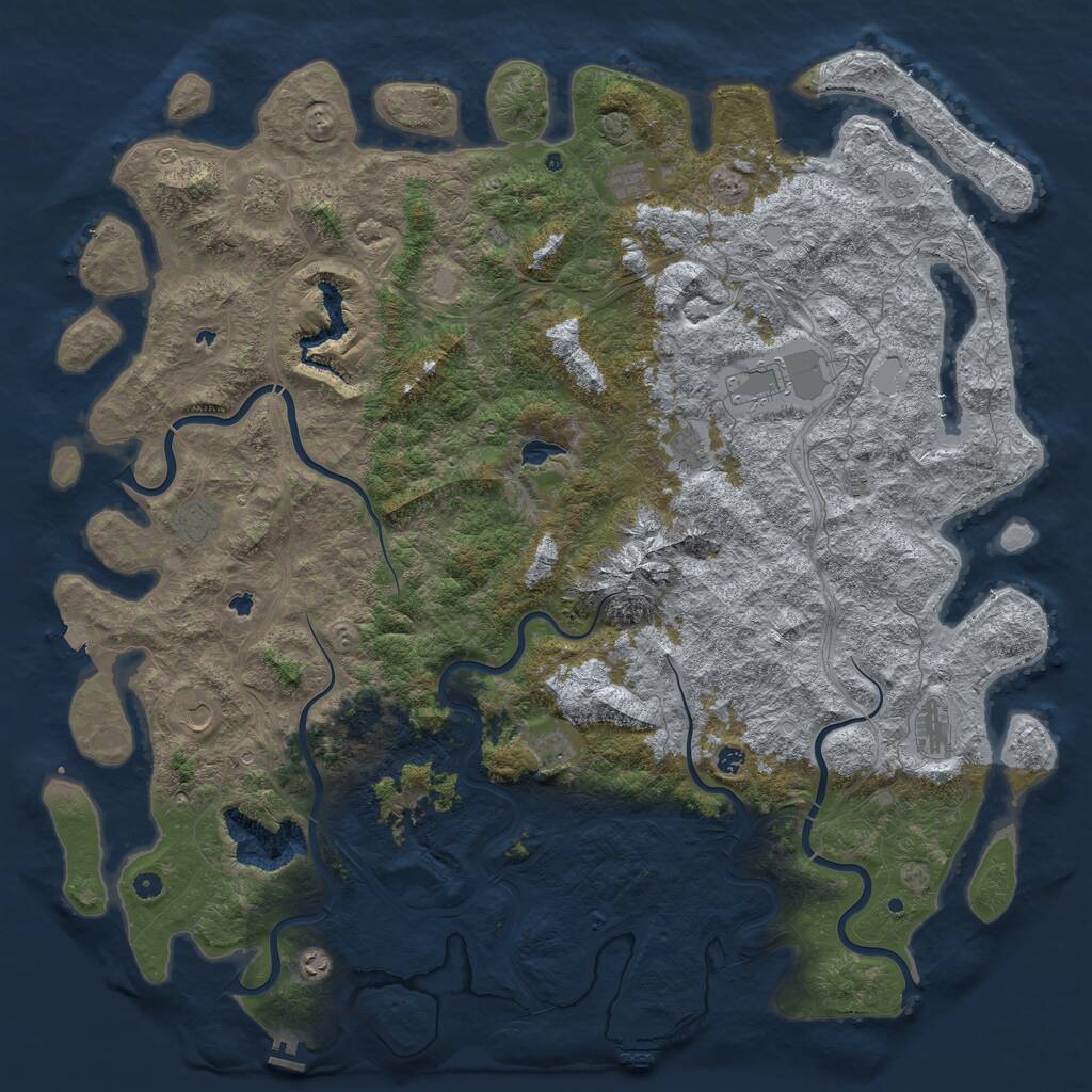 Rust Map: Procedural Map, Size: 6000, Seed: 289577251, 17 Monuments
