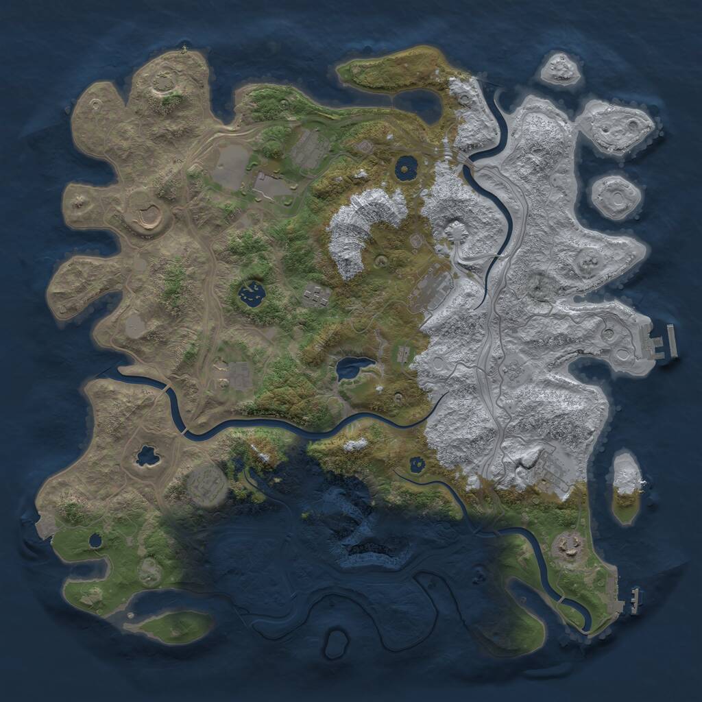 Rust Map: Procedural Map, Size: 4300, Seed: 13887, 16 Monuments