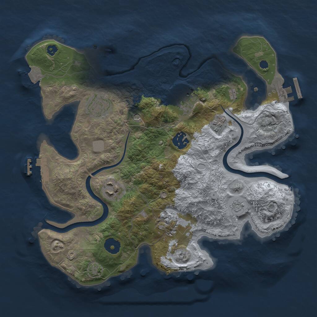Rust Map: Procedural Map, Size: 3000, Seed: 46141, 12 Monuments