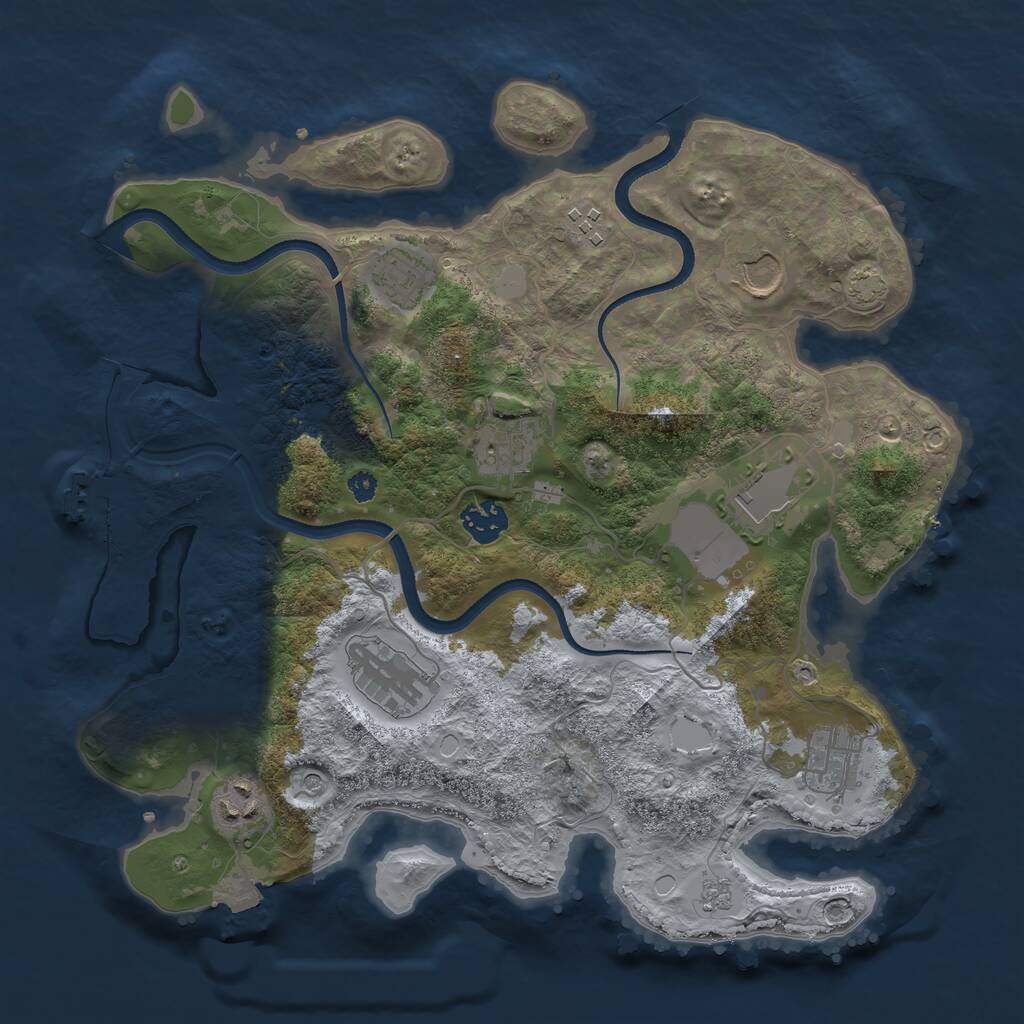 Rust Map: Procedural Map, Size: 3500, Seed: 1879238720, 14 Monuments