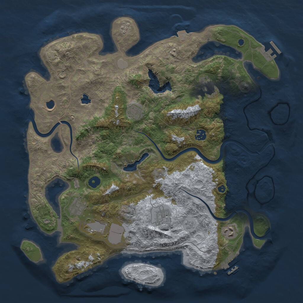 Rust Map: Procedural Map, Size: 4000, Seed: 918649901, 15 Monuments