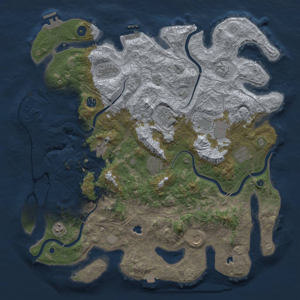 Rust Map: Procedural Map, Size: 4500, Seed: 134732, 17 Monuments