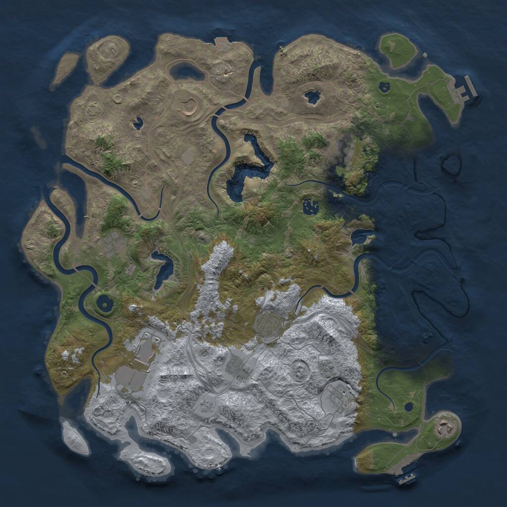 Rust Map: Procedural Map, Size: 4500, Seed: 129874, 16 Monuments