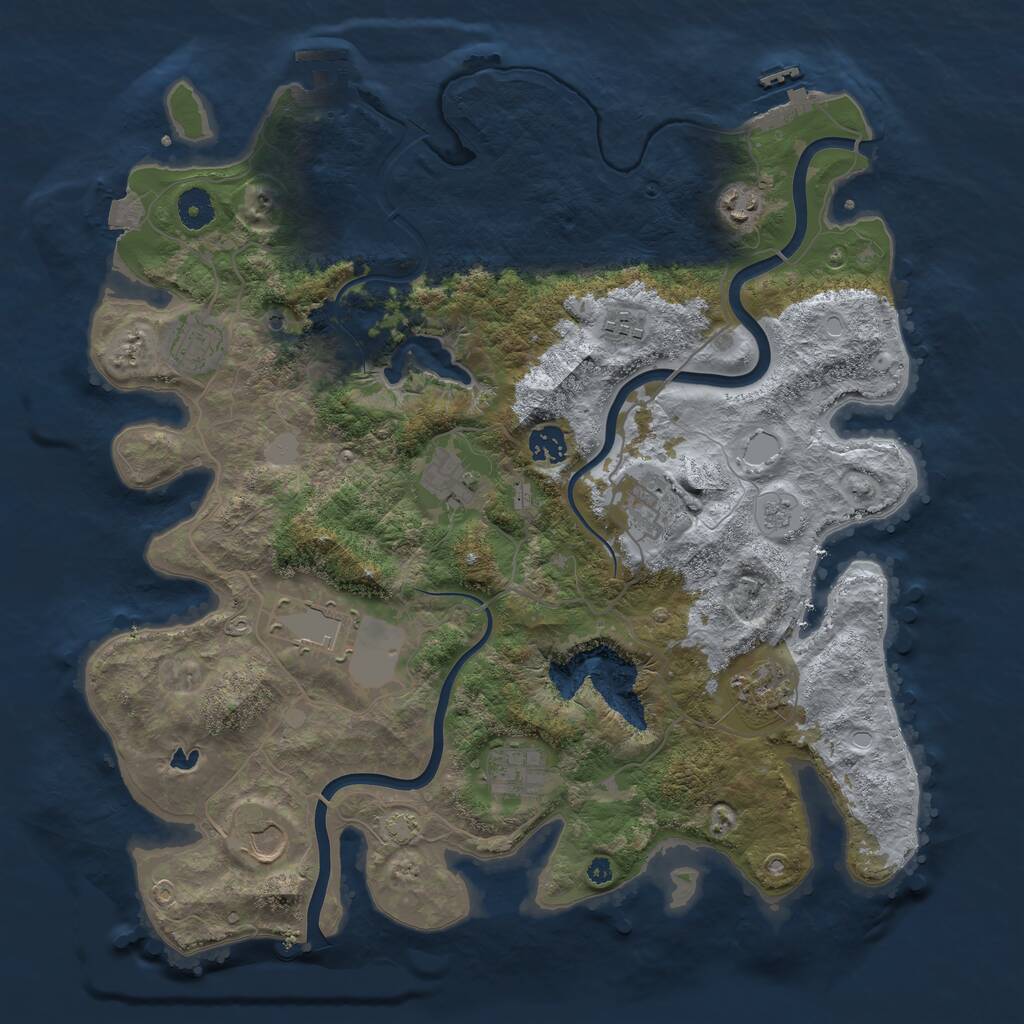 Rust Map: Procedural Map, Size: 4000, Seed: 701975049, 16 Monuments