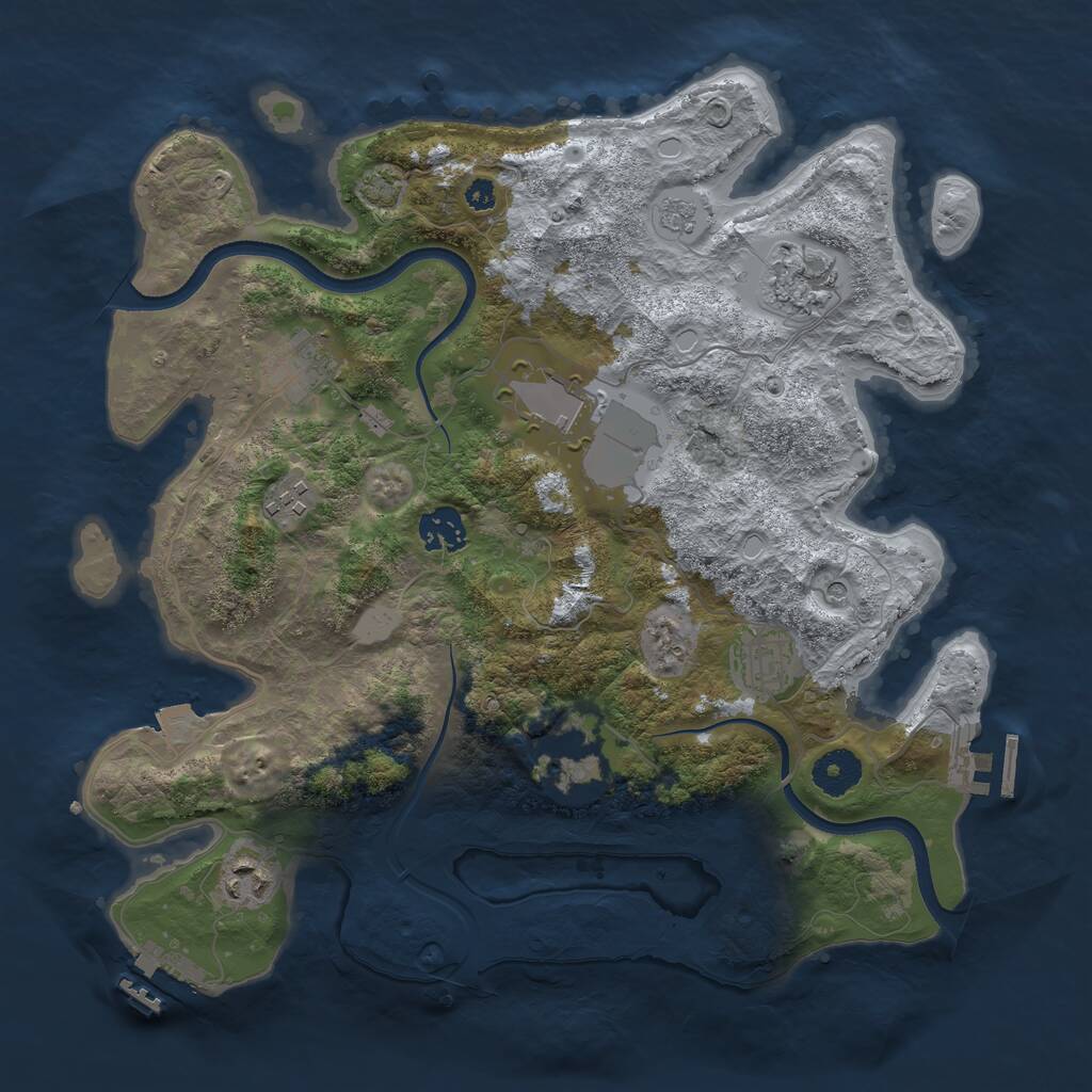 Rust Map: Procedural Map, Size: 3500, Seed: 677545989, 14 Monuments