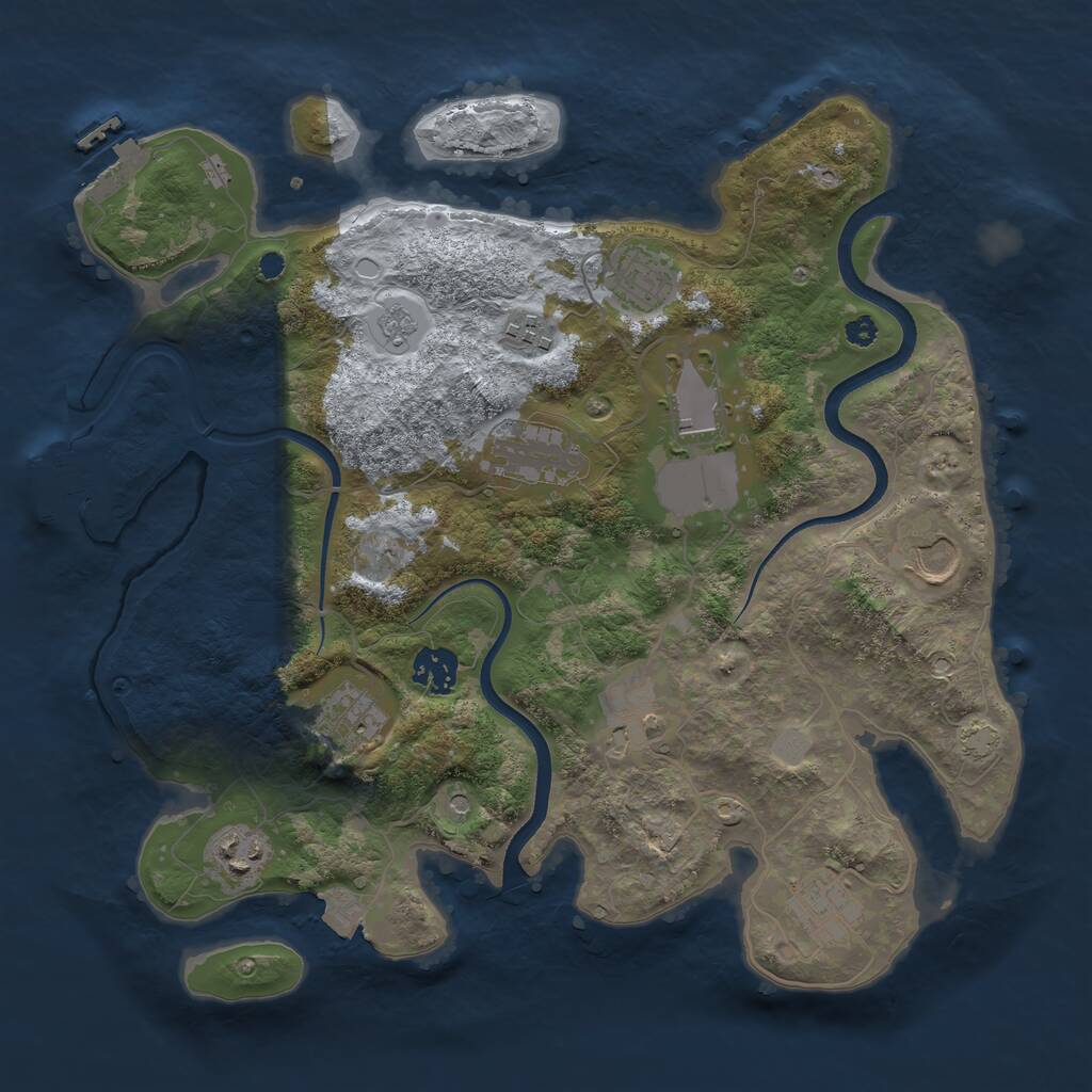 Rust Map: Procedural Map, Size: 3500, Seed: 1314438036, 16 Monuments