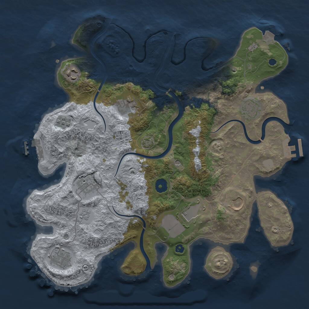 Rust Map: Procedural Map, Size: 3500, Seed: 1042563673, 14 Monuments