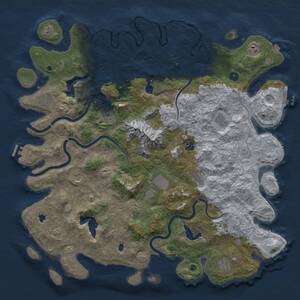Thumbnail Rust Map: Procedural Map, Size: 5000, Seed: 38380, 17 Monuments