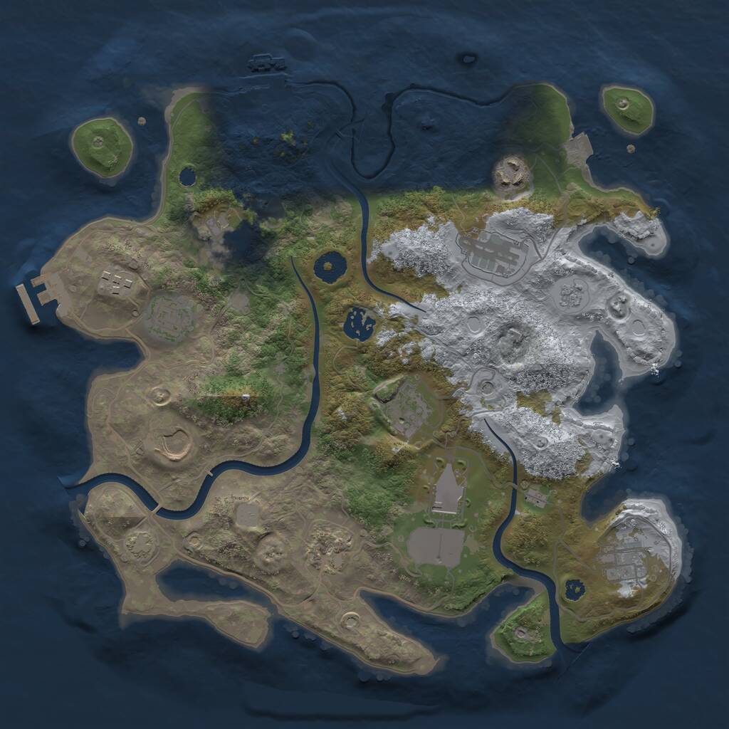 Rust Map: Procedural Map, Size: 3500, Seed: 193641739, 17 Monuments