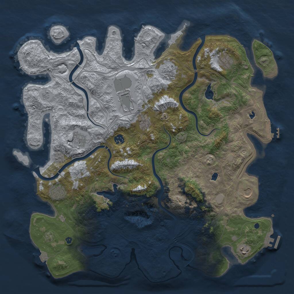Rust Map: Procedural Map, Size: 4500, Seed: 76967664, 16 Monuments