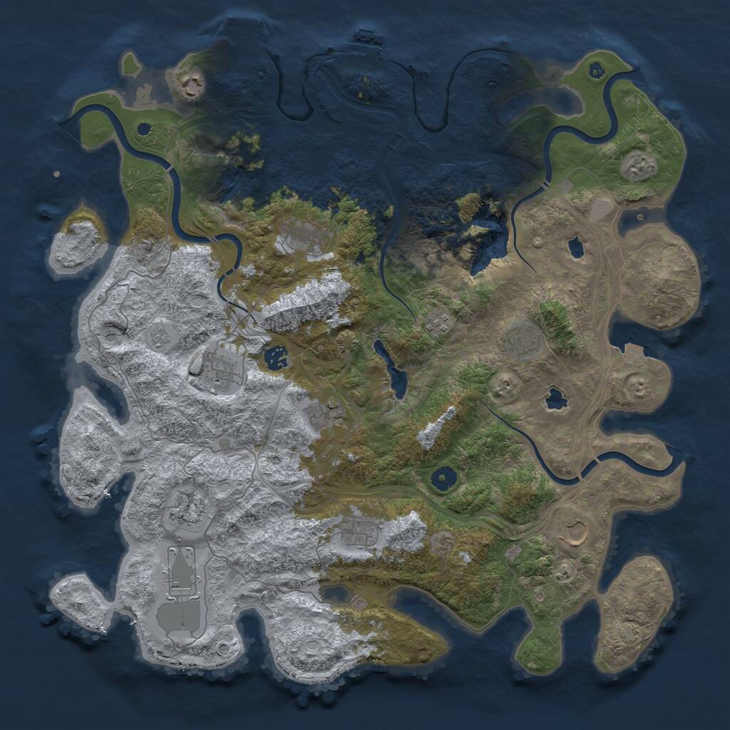 Rust Map: Procedural Map, Size: 4500, Seed: 973953655, 17 Monuments