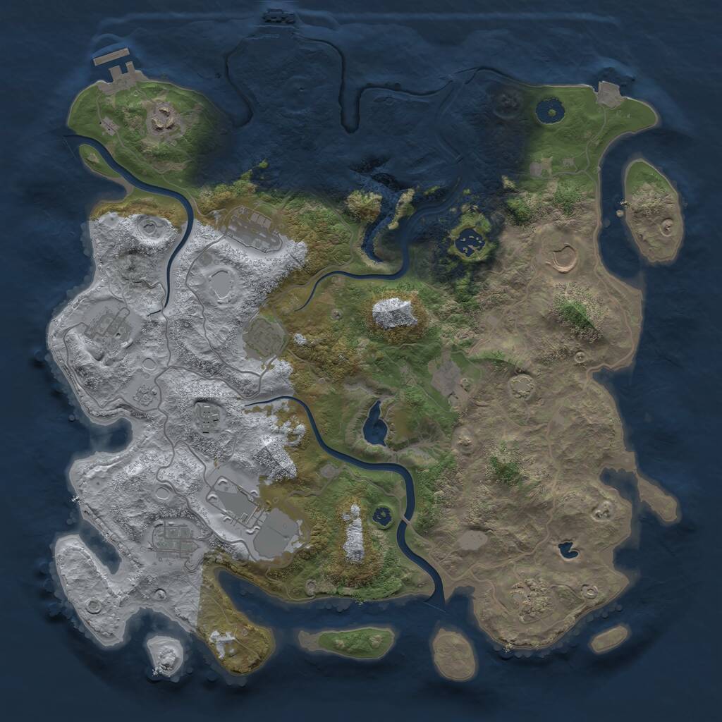 Rust Map: Procedural Map, Size: 4000, Seed: 57431, 17 Monuments