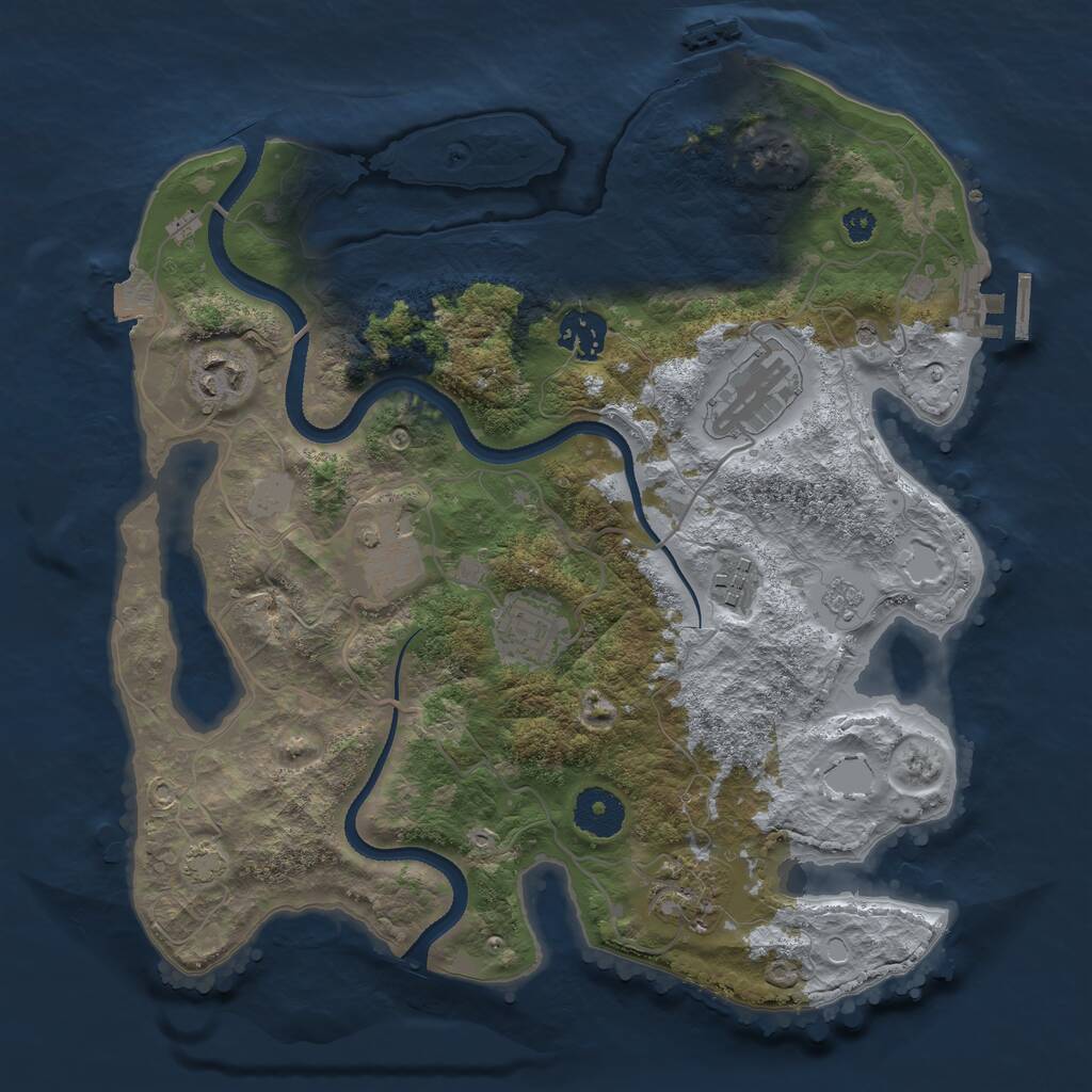 Rust Map: Procedural Map, Size: 3300, Seed: 63254122, 13 Monuments