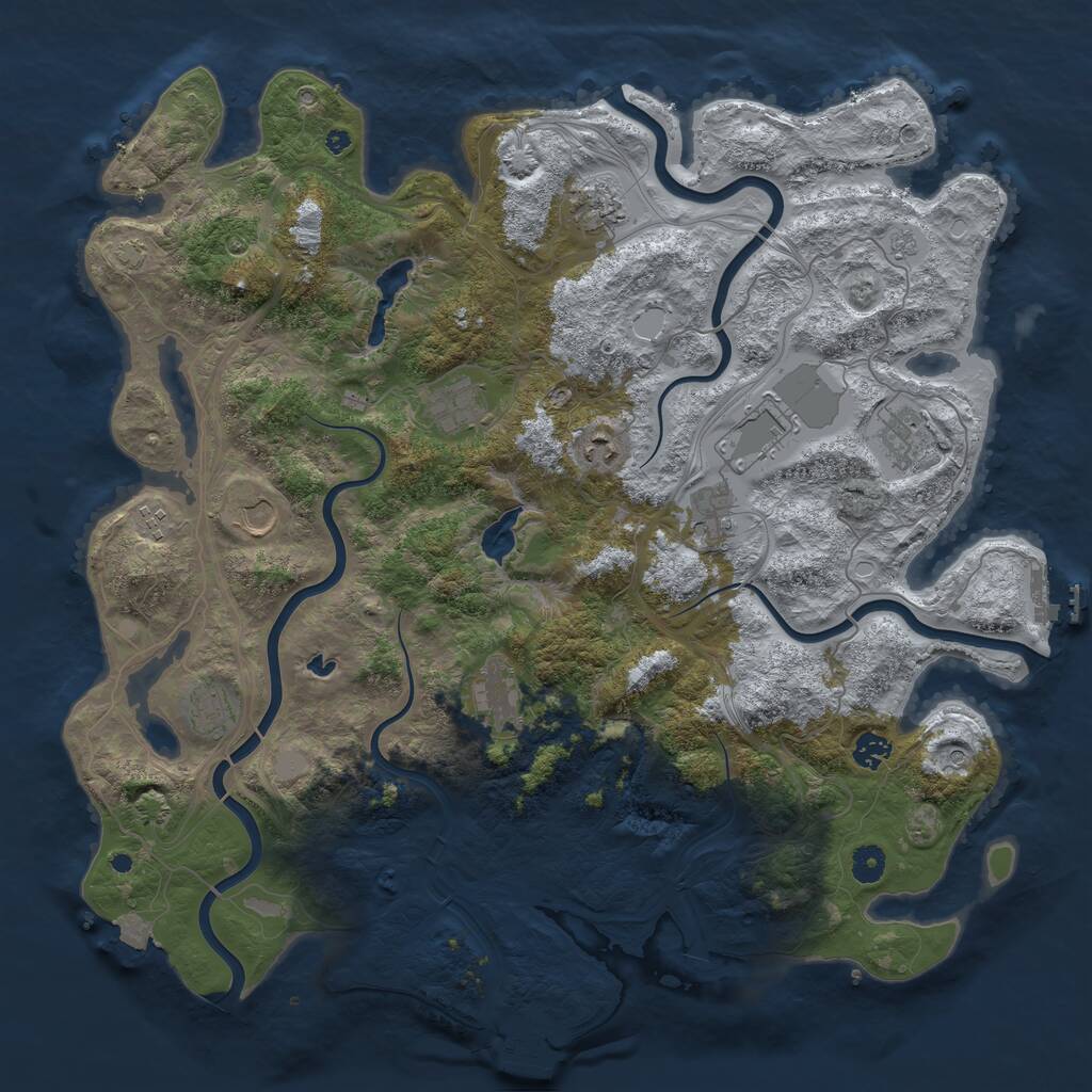Rust Map: Procedural Map, Size: 4500, Seed: 1496952034, 17 Monuments