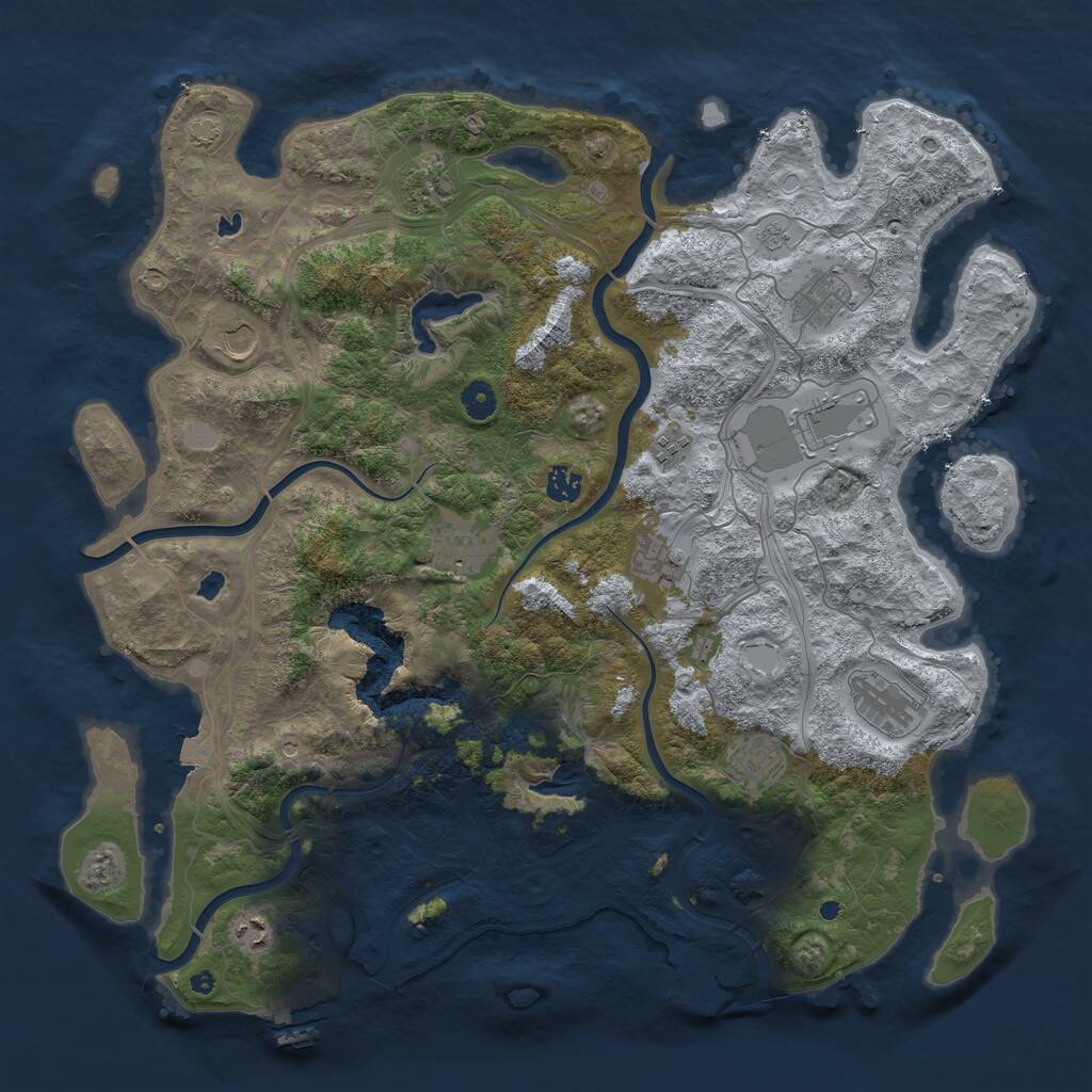 Rust Map: Procedural Map, Size: 4500, Seed: 1889916571, 17 Monuments