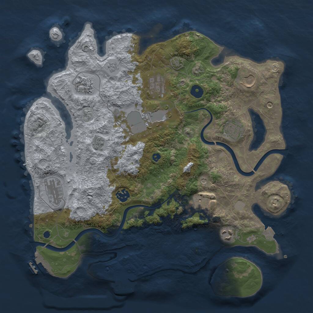 Rust Map: Procedural Map, Size: 3700, Seed: 344105251, 16 Monuments