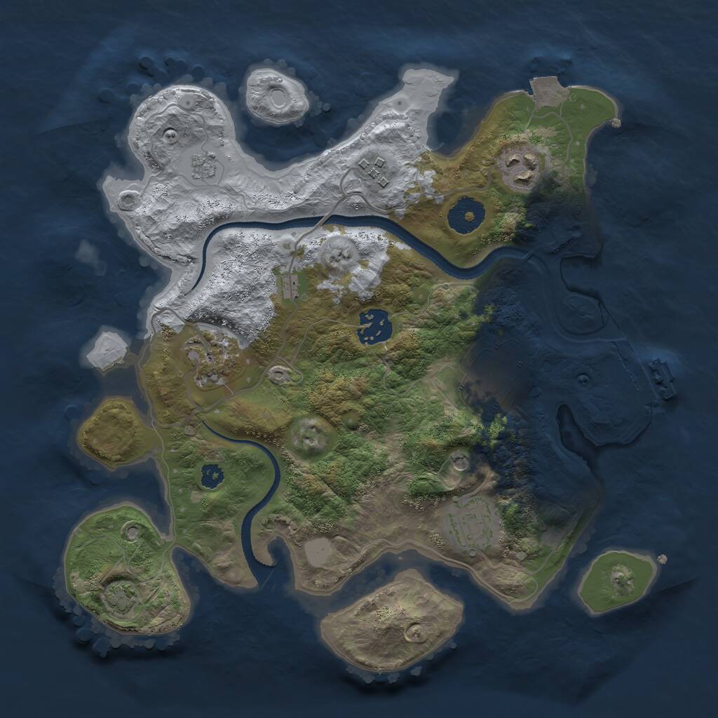 Rust Map: Procedural Map, Size: 3000, Seed: 1372002449, 11 Monuments
