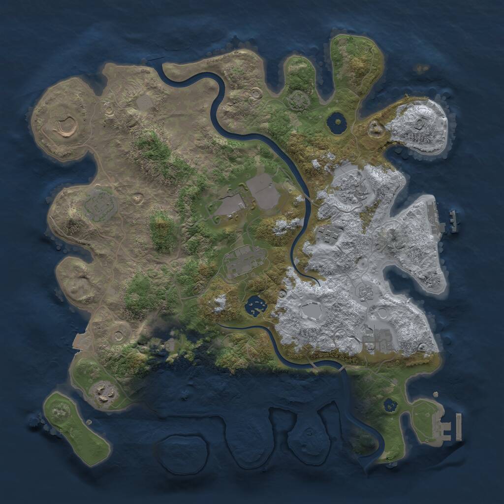Rust Map: Procedural Map, Size: 3700, Seed: 1101091515, 16 Monuments