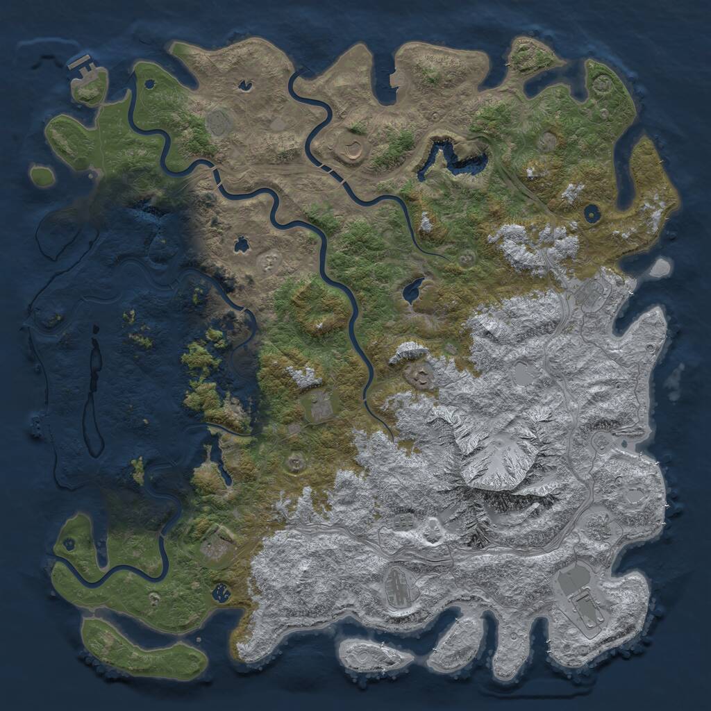 Rust Map: Procedural Map, Size: 6000, Seed: 74395624, 17 Monuments
