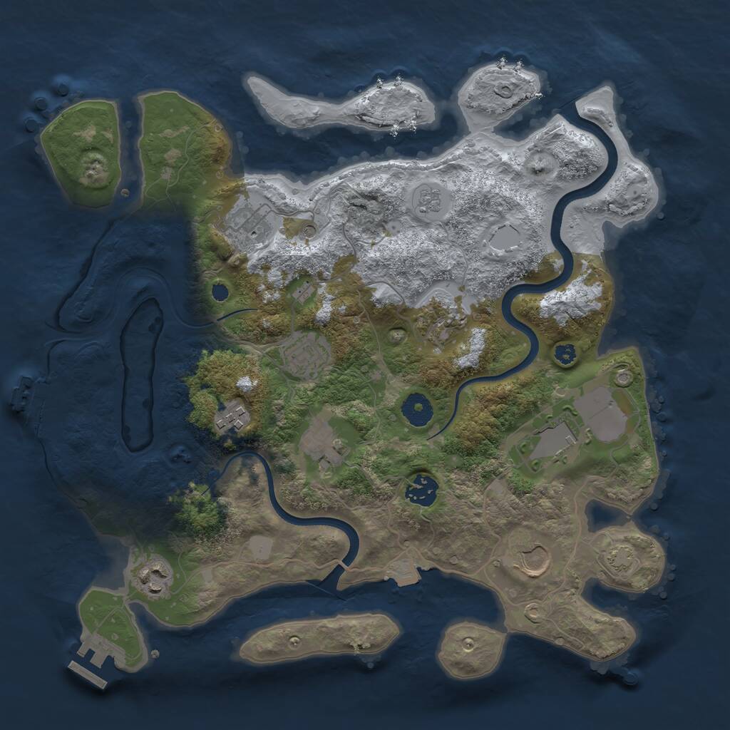 Rust Map: Procedural Map, Size: 3500, Seed: 1942703065, 15 Monuments