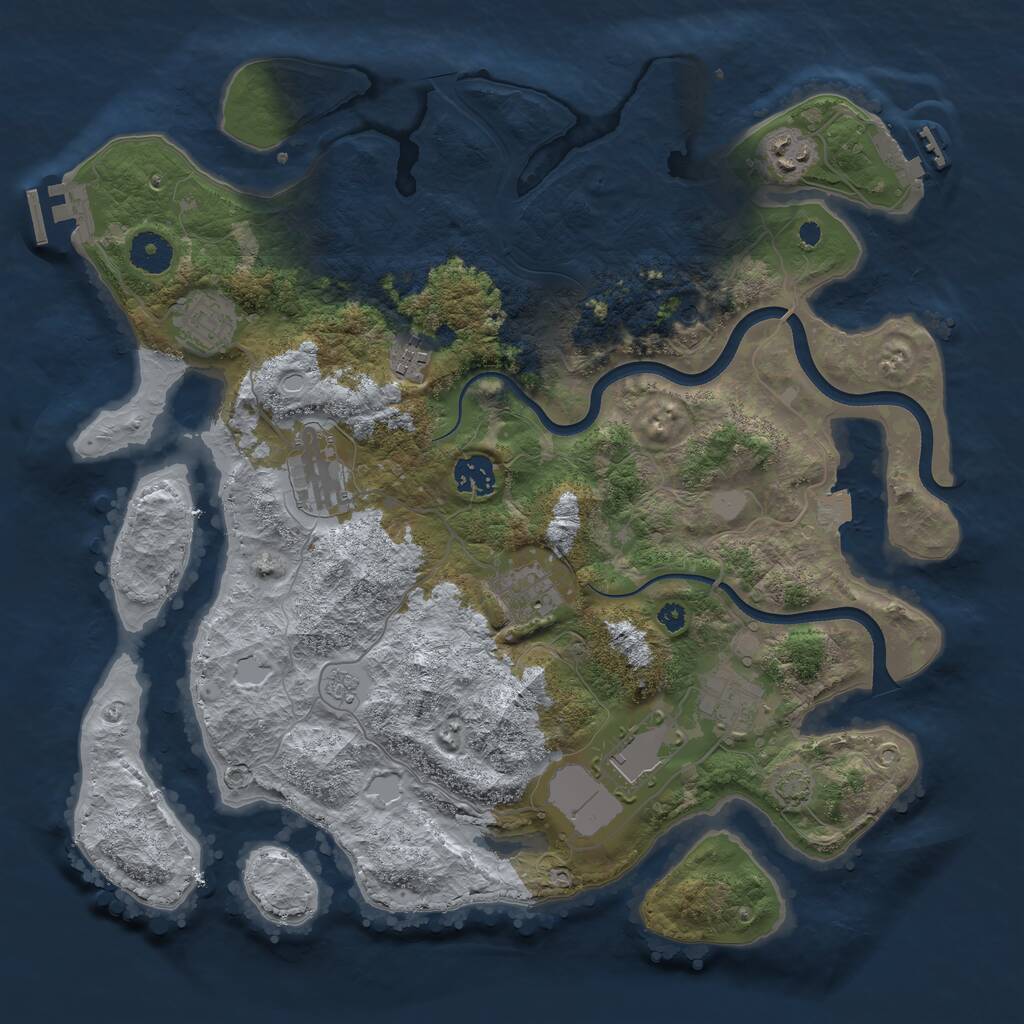 Rust Map: Procedural Map, Size: 3700, Seed: 1266636557, 14 Monuments
